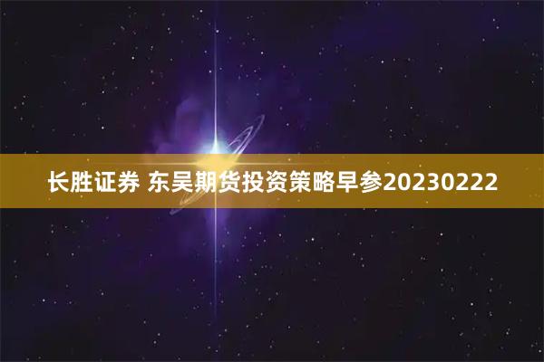 长胜证券 东吴期货投资策略早参20230222