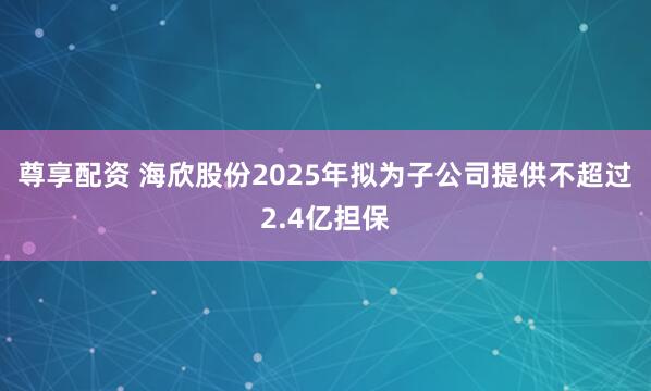 尊享配资 海欣股份2025年拟为子公司提供不超过2.4亿担保